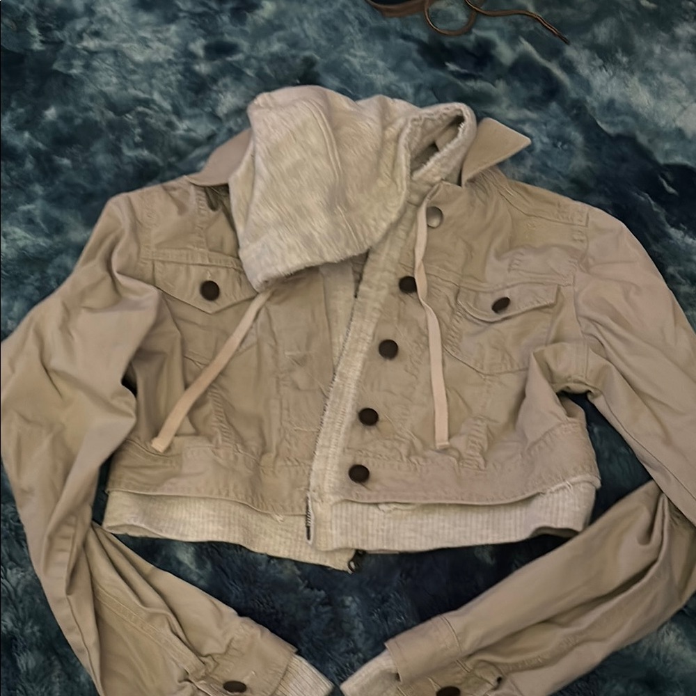 Women's Beige Hooded Jacket